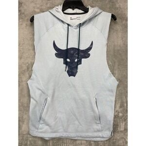 Under Armour Project Rock‎ Men's Sweatshirt Hoodie Size M Powder Blue Sleeveless